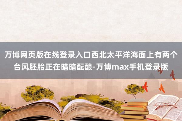 万博网页版在线登录入口西北太平洋海面上有两个台风胚胎正在暗暗酝酿-万博max手机登录版