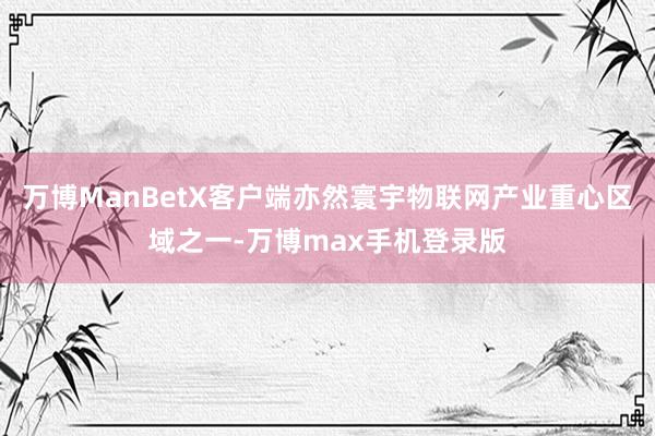 万博ManBetX客户端亦然寰宇物联网产业重心区域之一-万博max手机登录版