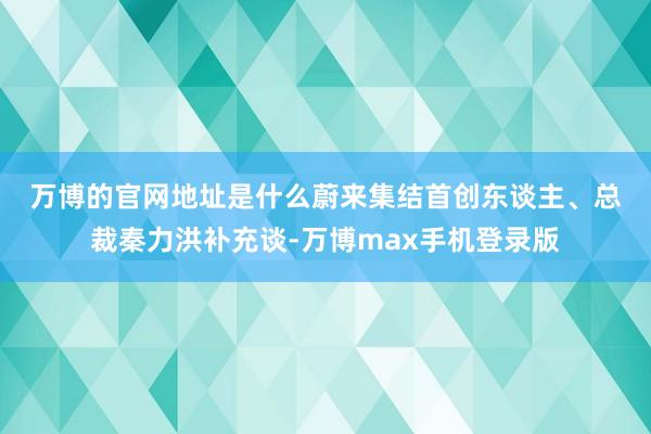 万博的官网地址是什么　　蔚来集结首创东谈主、总裁秦力洪补充谈-万博max手机登录版